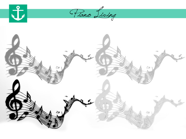 Sims 4 — Piano Living - Musical Score Wall Decor by zarkus — Piano Living - Musical Score Wall Decor 4 colors