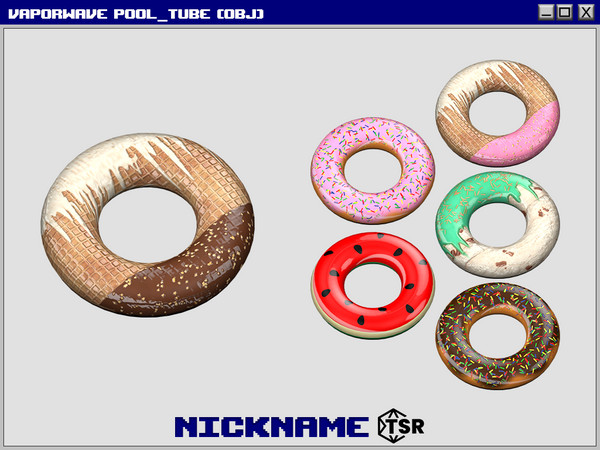 Sims 4 — vaporwave pool_tube (obj) by NICKNAME_sims4 — vaporwave pool set 9 package files. -vaporwave pool_lounge chair