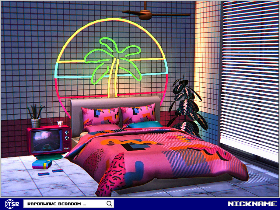 The Sims Resource - vaporwave bedroom set