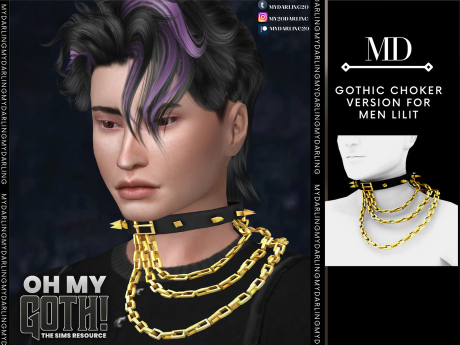 The Sims Resource - Oh My Goth choker version for men lilit