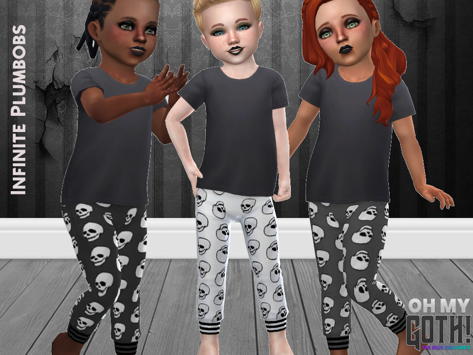 The Sims Resource - Oh My Goth - Toddler Skull Joggers