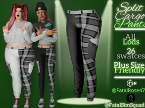 Sims 4 — Split Cargo Pants by FatalRose47 — Talk about pockets! I bring to you a pair of cargo pants with a split