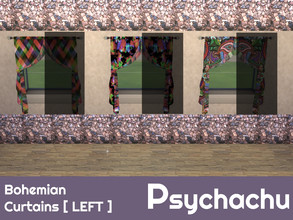Sims 4 — Bohemian Curtains - LEFT by Psychachu — (3 swatches) - Part of the Bohemian Curtains set
