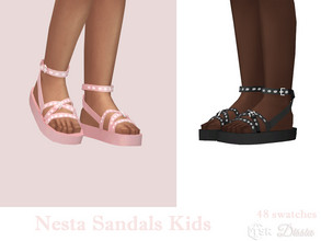 Sims 4 — Nesta Sandals Kids by Dissia — Comfty sandals with a lot of straps for children ;) Available in 48 swatches