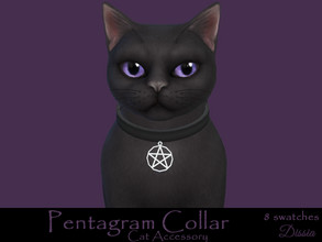Sims 4 — Pentagram Cat Collar by Dissia — Black collar with little pentagram for cats ;) Available in 8 swatches