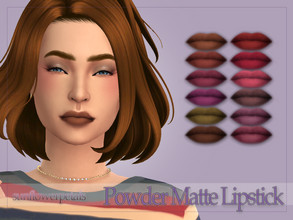 Sims 4 — Powder Matte Lipstick by SunflowerPetalsCC — A matte lipstick in 12 dark berry shades.