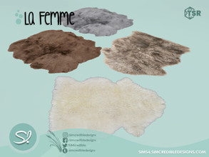 Sims 4 — La Femme faux fur rug by SIMcredible! — by SIMcredibledesigns.com available at TSR 4 colors variations