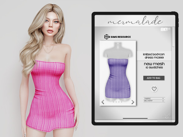 The Sims Resource - Knitted Bodycon Dress MC393