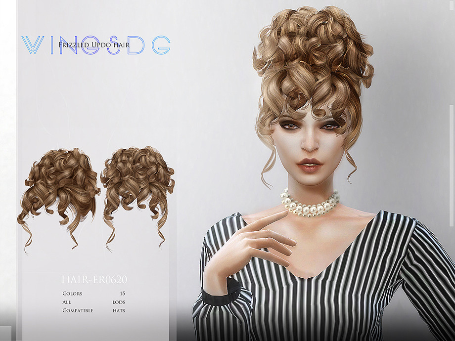 The Sims Resource Wings Er0620 Frizzled Updo Hair