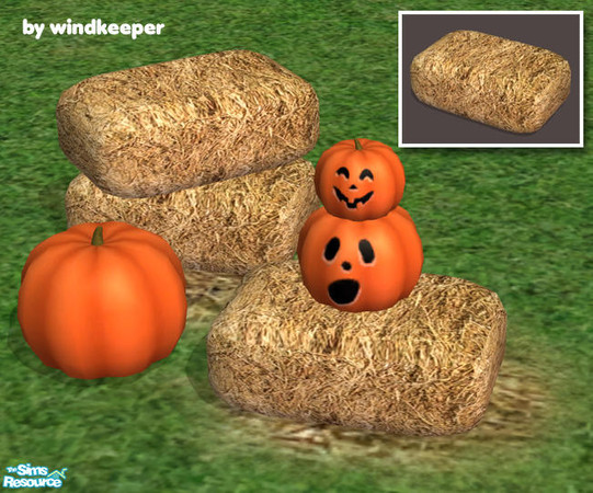 Sims 2 — Hay Bale (end table) by Windkeeper — An end table shaped like a hay bale. Objects can be placed on top.