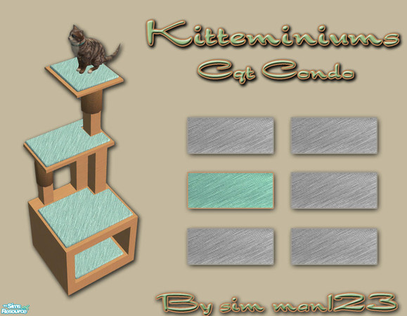 Sims 2 — Kitteminiums - Cyan Recolor by sim_man123 — Cyan recolor of my Kitteminiums cat condo. REQUIRES original mesh.