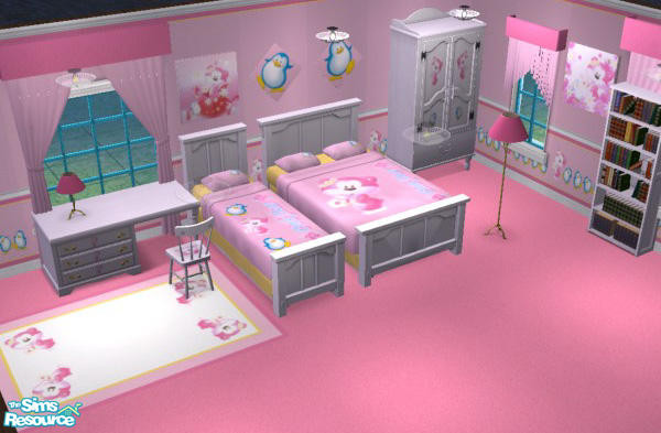 Sims 2 — Pink Bear Bedroom Set by curemad — Kid's bedroom set based on Pink Bear character from Morning Glory, created by