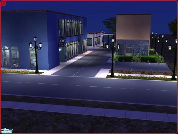 Sims 2 — The Village by mselah — Includes a furniture store, coffee shop, grocery, restaurant and flower shop. You can