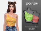 Sims 4 — Jacquard Asymmetric Blouse by portev — New Mesh 12 colors All Lods For female Teen to Elder normal map