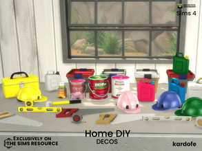 Sims 4 — Home DIY  DECOS by kardofe — Decorations to complete the DIY workshop. tools and decorative building materials.
