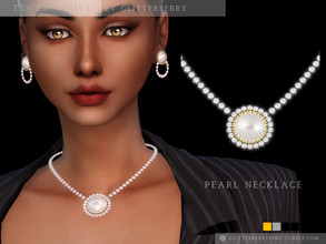 Sims 4 — Pearl Necklace by Glitterberryfly — A statement pearl necklace in gold and silver 