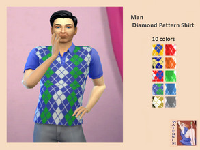 Sims 4 — ws Man Diamond Pattern Polo - RC by watersim44 — ws Man Diamond Pattern Polo - Recolor It's a MaxisMatch ~ in 10