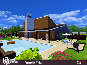 Sims 4 — Amarylis Villa_No CC by evi — A family house with three bedrooms , its own pool and a big back yard.