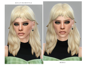 Sims 4 — Kelly Hairstyle by -Merci- — New Maxis Match Hairstyle for Sims4. -24 EA Colours. -For female, teen-elder. -Base