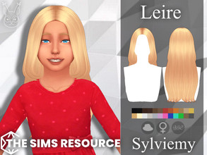 Sims 4 — Leire Hairstyle (Child)  by Sylviemy — Long Straight Hair New Mesh Maxis Match All Lods Base Game Compatible Hat
