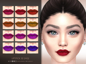 Sims 4 — Lipstick 32 (HQ) by Caroll912 — A 12-swatch textured matte lipstick with glitter in different tones of pink,