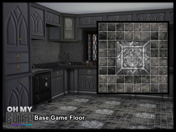Sims 4 — Oh My Goth Opulent Kitchen Floor Tile by seimar8 — Maxis match gothic stone design floor tile Base Game