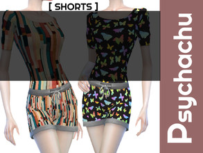 Sims 4 — Pajama Set - PJ Bottoms 2 by Psychachu — Pajama Shorts - 4 swatches.