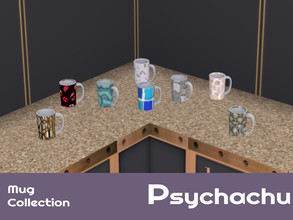Sims 4 — Mug Collection by Psychachu — (8 swatches) - Just some bright and fun mugs to make your kitchens seem more