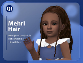 Sims 4 — Mehri Hair by qicc — A long curly hairstyle with baby braids. - Maxis Match - Base game compatible - Hat