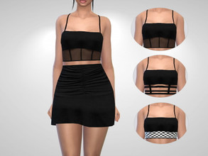 Sims 4 — Caro Top by Puresim — Black crop top in 3 swatches.