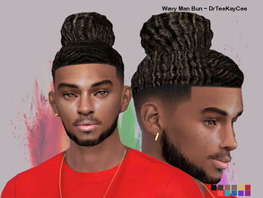 Sims 4 — Wavy Man Bun by drteekaycee — The Man Bun is noted for being worn in China during 200 B.C. This helps explain