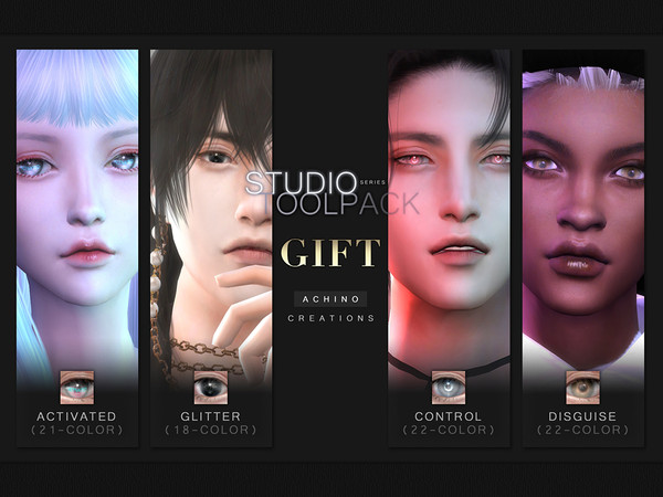 Sims 4 — StudioToolPack Eye Color Set by AchinoSims — A gift of STP collection, including Activated (21 eye colors),