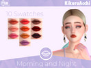 Sims 4 — Morning and Night Lipstick by Kikuruacchi — - It is suitable for Female. ( Teen to Elder ) - 10 swatches - HQ