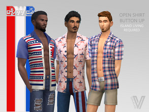 Sims 4 — Red White Blue Open Button Up Shirt v1 by SimmieV — From the backyard barbeque to the beach, these 8 patriotic