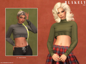 Sims 4 — BLAKELY | top by Plumbobs_n_Fries — Crop Turtleneck Sweater New Mesh HQ Texture Female | Teen - Elders Hot