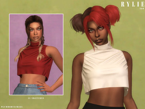Sims 4 — RYLIE | top by Plumbobs_n_Fries — Sleeveless Crop Turtleneck Top New Mesh HQ Texture Female | Teen - Elders Hot