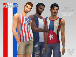 Sims 4 — Red White Blue Open Tank Top by SimmieV — Also known as a muscle tank, these eight new red, white and blue tops