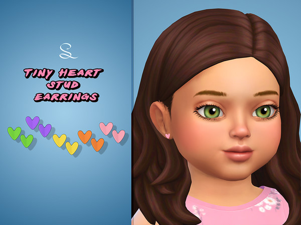 Sims 4 — Tiny Heart Stud Earrings for Toddlers by simlasya — All LODs New mesh For toddlers 10 swatches HQ compatible