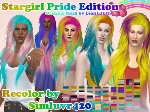 Sims 4 — Stargirl Pride Hair Maximalist Recolor (Mesh by LeahLillith) by Simluvr420 — Pride may be over for the year but