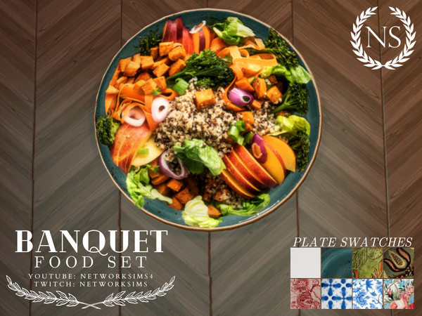 Sims 4 — Banquet Assorted Food 6 - Sweet Potato Buddha Bowl by networksims — A realistic deco sweet potato Buddha bowl.