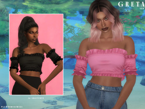 Sims 4 — GRETA | top by Plumbobs_n_Fries — Detached Sleeve Top with Ruffles New Mesh HQ Texture Female | Teen - Elders
