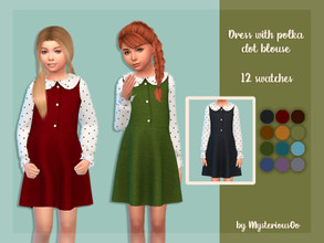 Sims 4 — Dress with polka dot blouse by MysteriousOo — Dress with polka dot blouse for kids in 12 colors