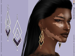 Sims 4 — Nordic earrings by sugar_owl — Geometric female earrings with gemstones and pearls. Base game and HQ compatible.