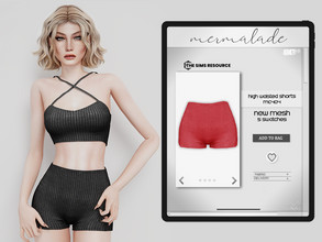 Sims 4 — High Waisted Shorts MC404 by mermaladesimtr — New Mesh 5 Swatches All Lods Teen to Elder For Female