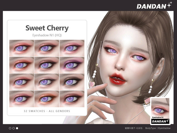 Sims 4 — Sweet Cherry Eyeshadow N1 by DANDAN-owo — Eyeshadow category *32 swatches *all genders *Children and toddlers
