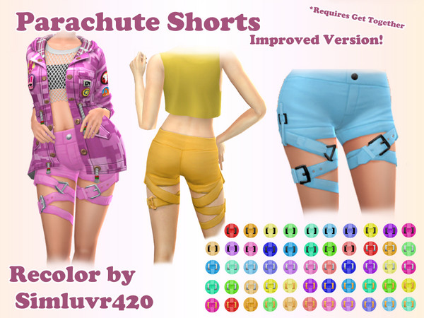 Sims 4 — Parachute Shorts Improved Recolor (Get Together Required) by Simluvr420 — I for one am a huge fan of these