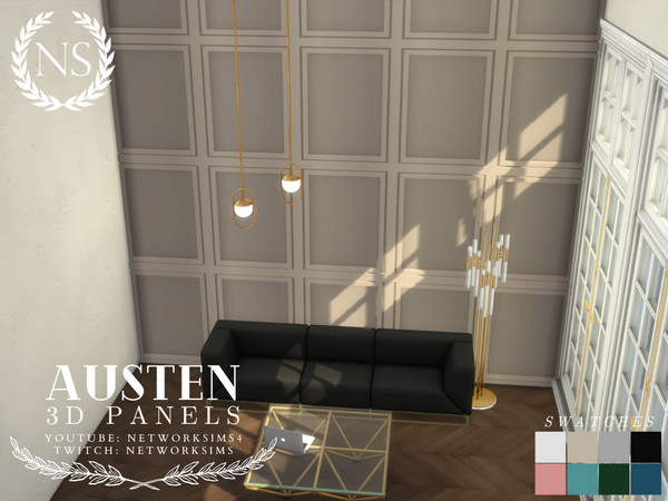Sims 4 — Austen Panelling - Style 1 Tall Wall by networksims — Modern 3D wall panelling for tall walls.