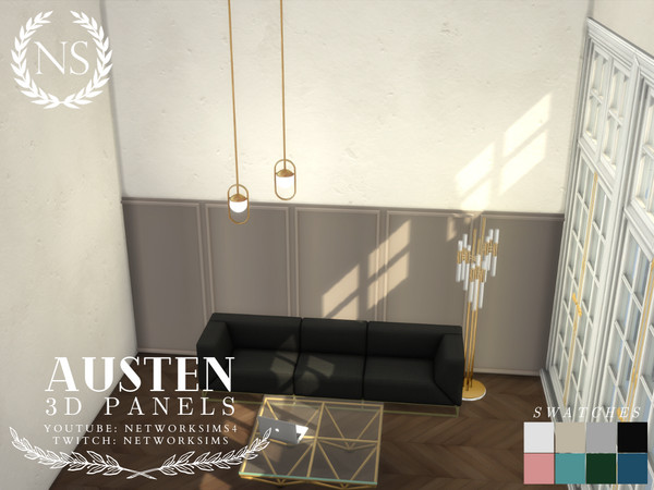 Sims 4 — Austen Panelling - Style 2 Half Wall by networksims — Modern 3D wall panelling for half walls.