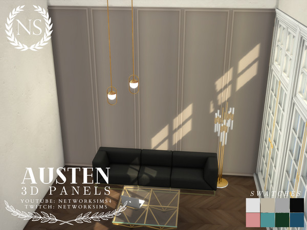 Sims 4 — Austen Panelling - Style 2 Medium Wall by networksims — Modern 3D wall panelling for medium height walls.