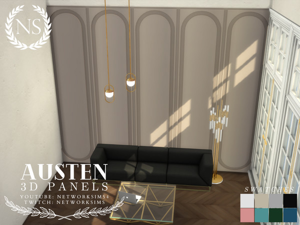 Sims 4 — Austen Panelling - Style 3 Medium Wall by networksims — Modern 3D wall panelling for medium height walls.